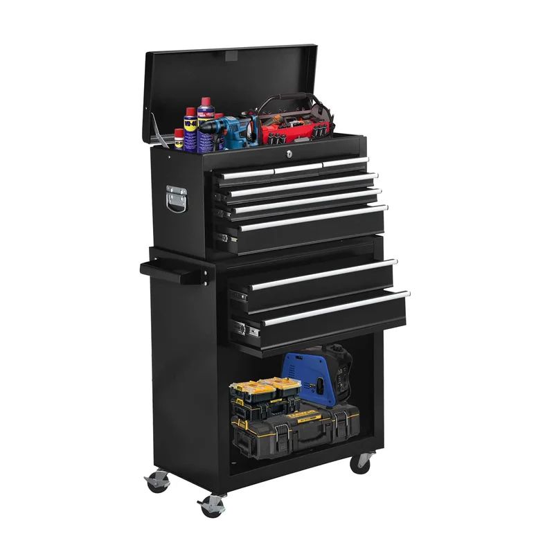 Black 8-drawer tool cart