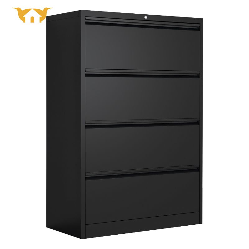 Lateral file cabinet - 4 drawers black