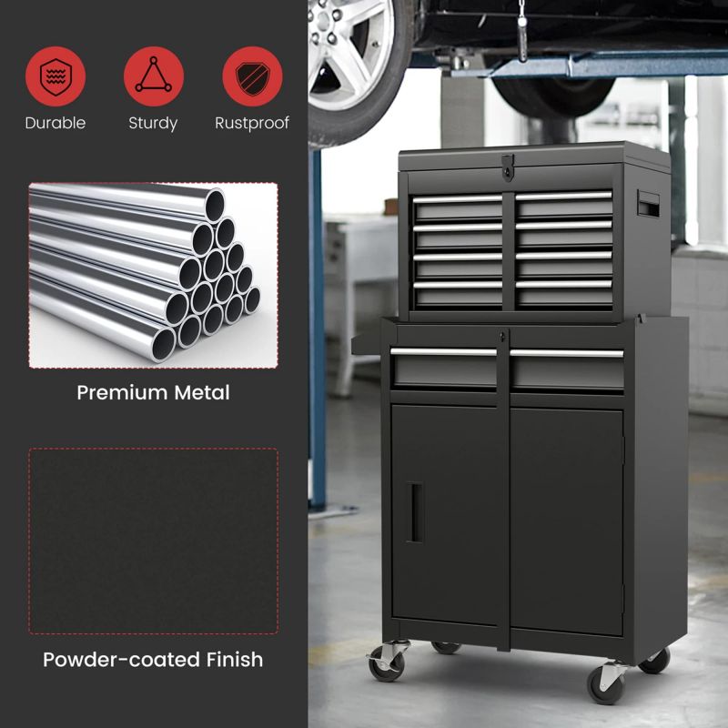 Black 5-drawer tool cart