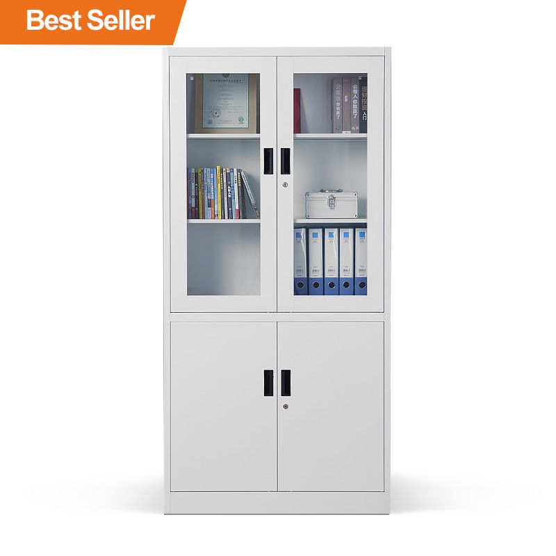 Upper glass and lower iron filing cabinet
