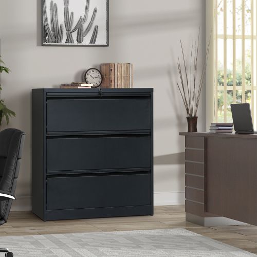 Hummingbird 3 Drawer File Cabinet with Lock, Metal Lateral Filing Cabinet Wide Office Organization Storage for Home Office Hanging Letter/Legal/F4/A4
