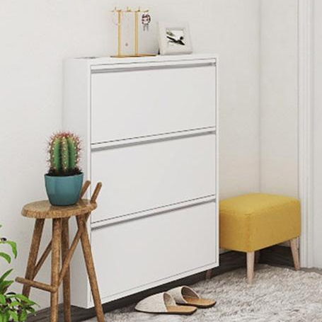 Metal Shoe Cabinet, Wall Mounted Shoe Cabinet with 2/3/4 Flip Drawers
