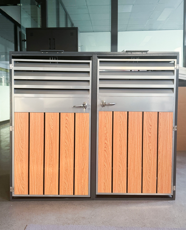 Wheelie Bin Box for 3 Wheelie Bins of 120-240 Litres, Galvanised Steel in Anthracite, Binbox