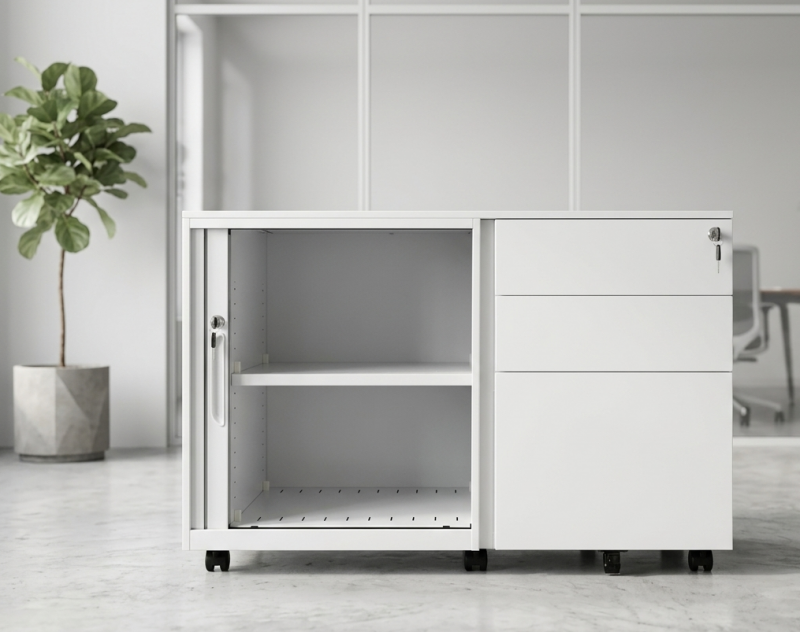 Mobile pedestal caddies, office storage solution, steel storage cabinet white